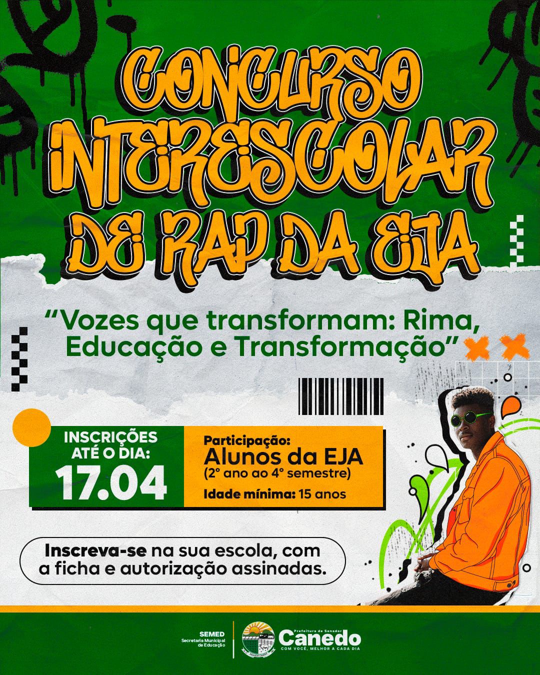 Senador Canedo lança Concurso Interescolar de RAP da EJA.