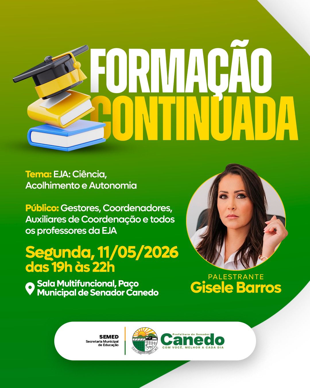 Semed realiza formação da EJA na segunda-feira em Senador Canedo