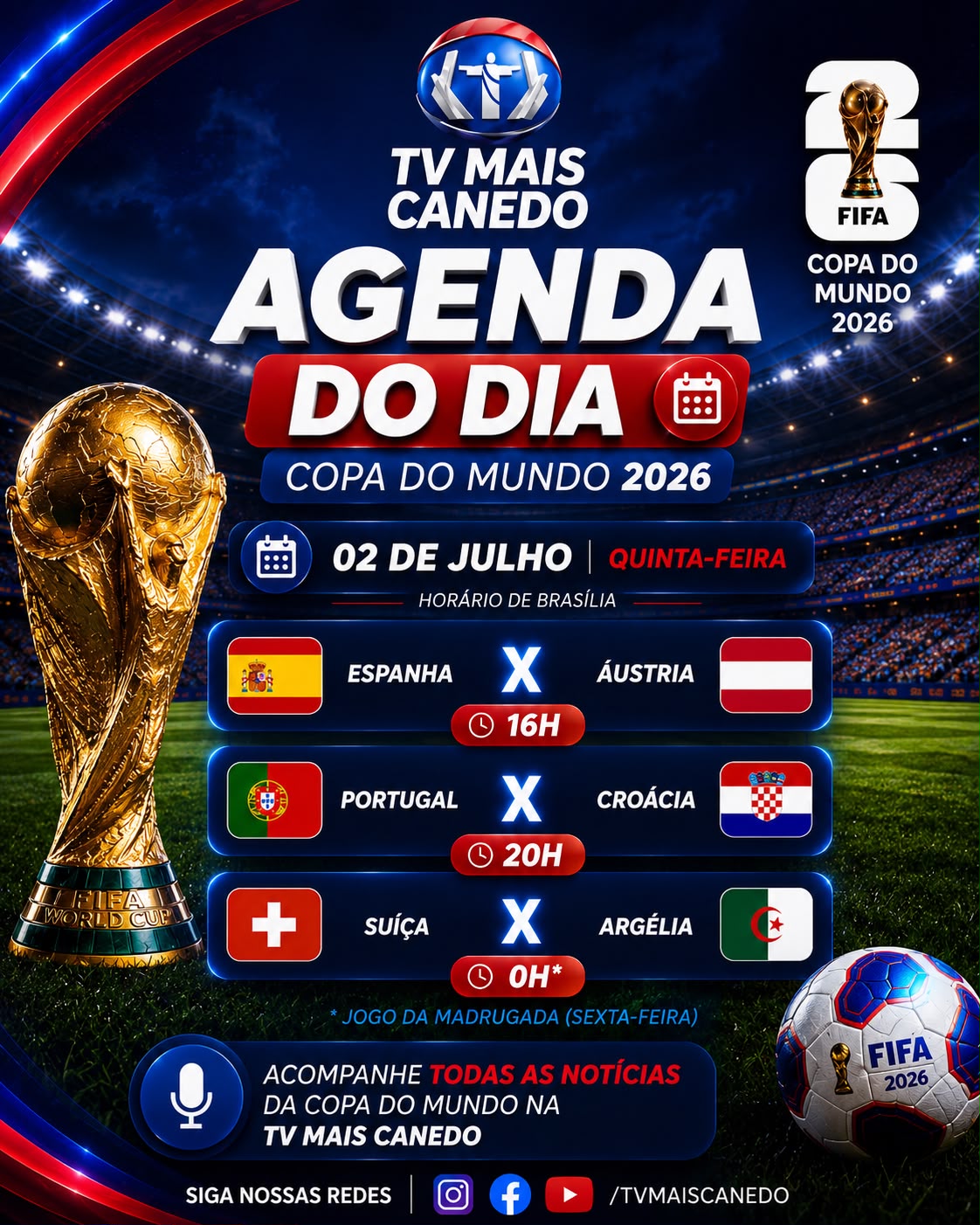Copa do Mundo 2026 tem confrontos decisivos nesta quinta-feira (2)
