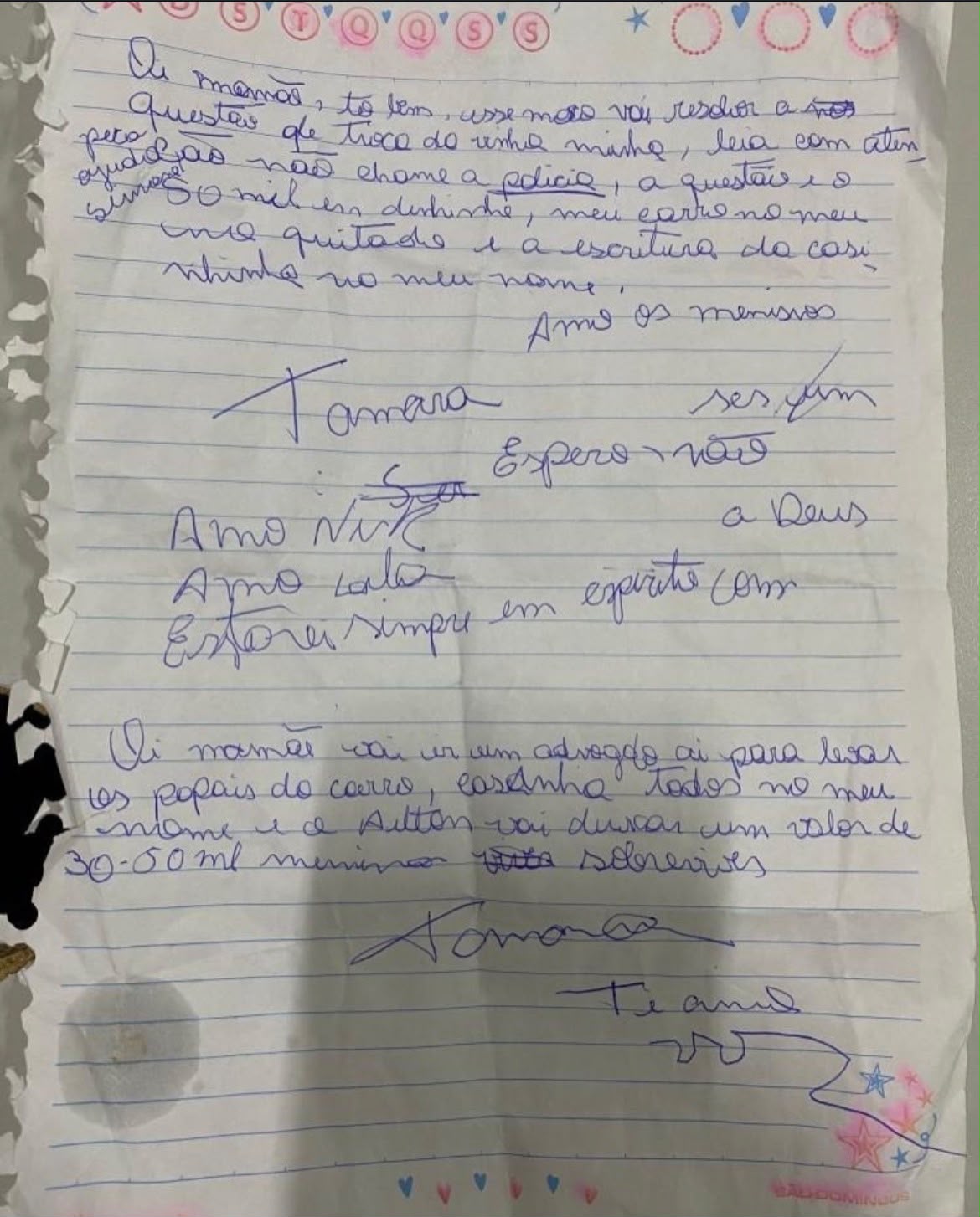 Mulher resgatada de cativeiro em Águas Lindas de Goiás escreveu carta de despedida para a família