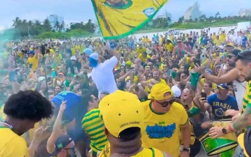 MIAMI VIRA PALCO VERDE E AMARELO: TORCIDA BRASILEIRA TOMBA A CIDADE ANTES DE BRASIL X ESCÓCIA