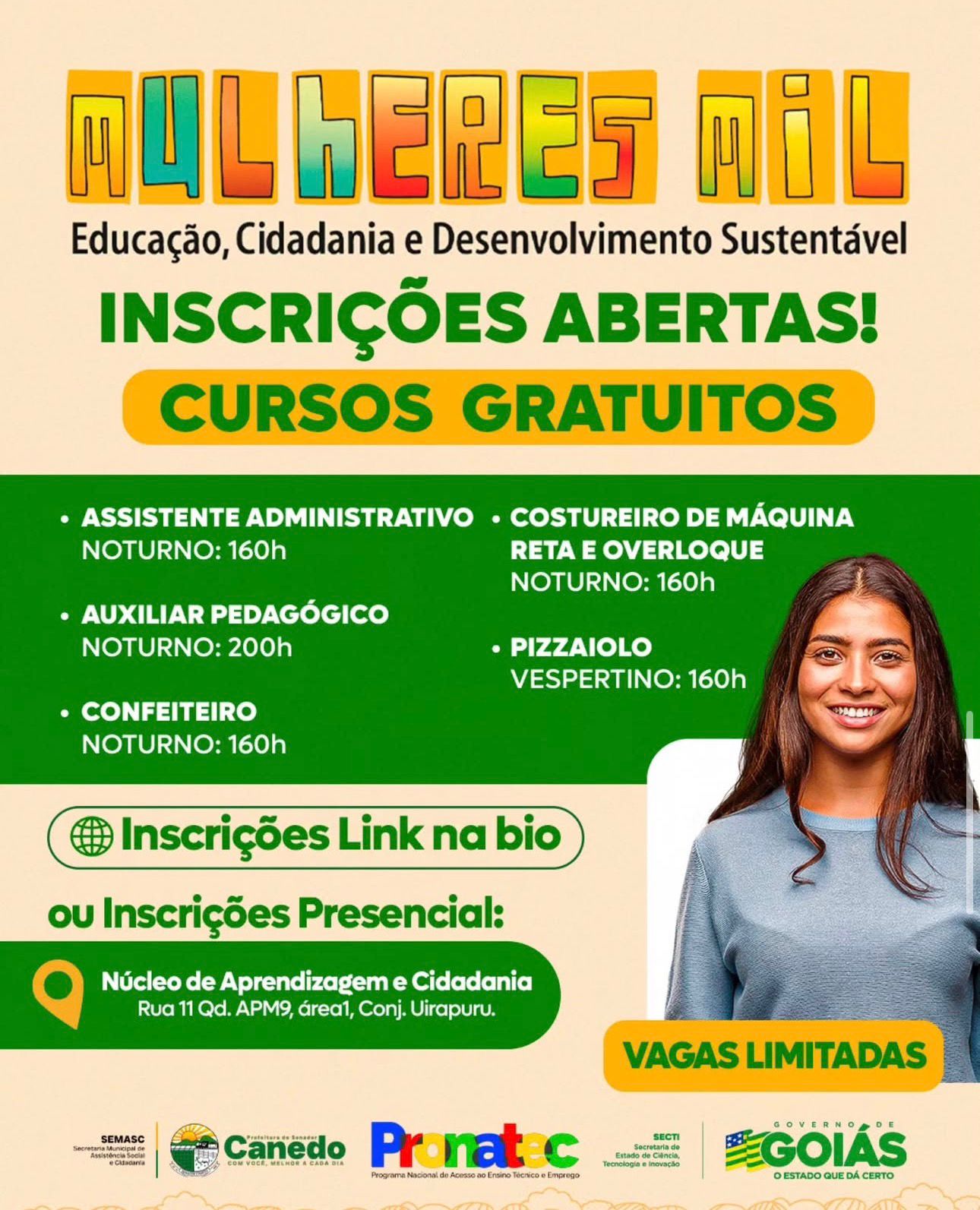 Programa Mulheres Mil abre inscrições para cursos gratuitos em Senador Canedo
