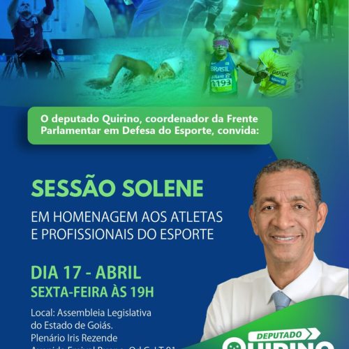 Deputado Ricardo Quirino promove sessão solene em reconhecimento ao esporte goiano.