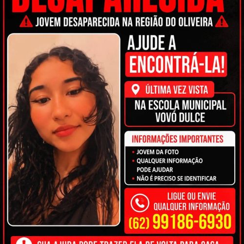 Adolescente de 16 anos desaparece após sair da escola em Senador Canedo
